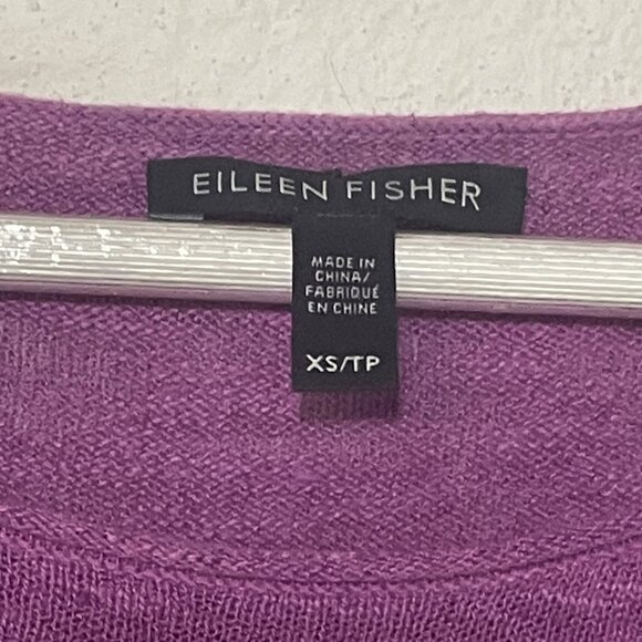 EILEEN FISHER Organic Linen Cotton Slub Pullover Sweater XS Purple Fuschia NWOT - Picture 4 of 5